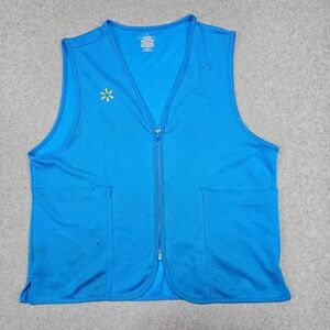 Walmart Vest Mens Large Blue Uniform Work Zip Employee Retail Staff Zip *Stains*